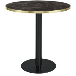VEGA Esstisch Marvani Tischgestell Stahl; 75x80 cm (HxØ); Platte gold/schwarz/marmoriert, Gestell schwarz; rund