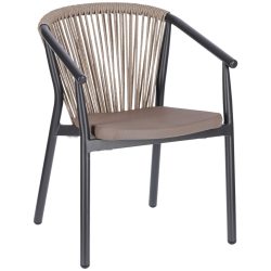 VEGA Outdoor Stapelstuhl Calvo II; 58x60x79 cm (BxTxH); Sitz taupe, Gestell anthrazit; 2 Stück / Pack