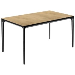 VEGA Outdoor-Tisch Linero rechteckig; 138x80x72 cm (LxBxH); Platte eiche/natur, Gestell schwarz; rechteckig