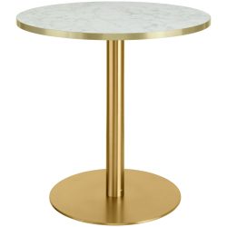 VEGA Esstisch Marvani Tischgestell Edelstahl; 75x80 cm (HxØ); Platte gold/weiss/marmoriert, Gestell gold; rund
