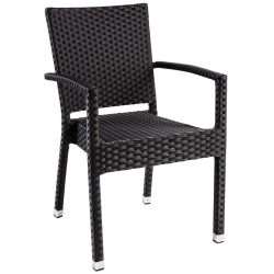 PULSIVA Outdoor-Geflechtstuhl Smart mit Armlehne; 57x59x86 cm (BxTxH); schwarz; 4 Stück / Pack